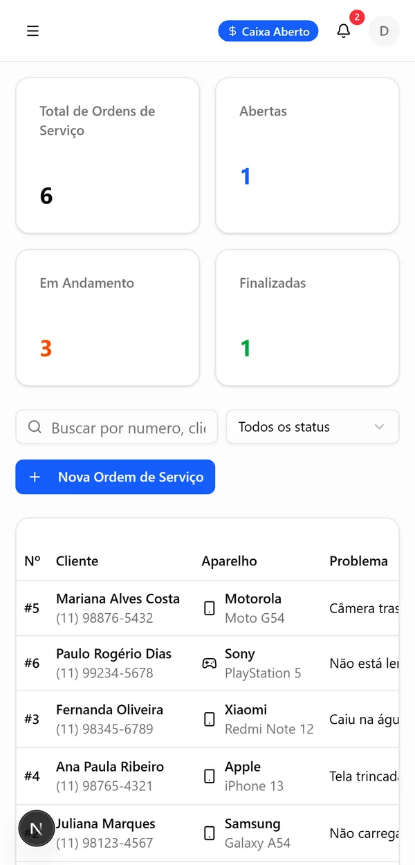 Celular — lista de OS